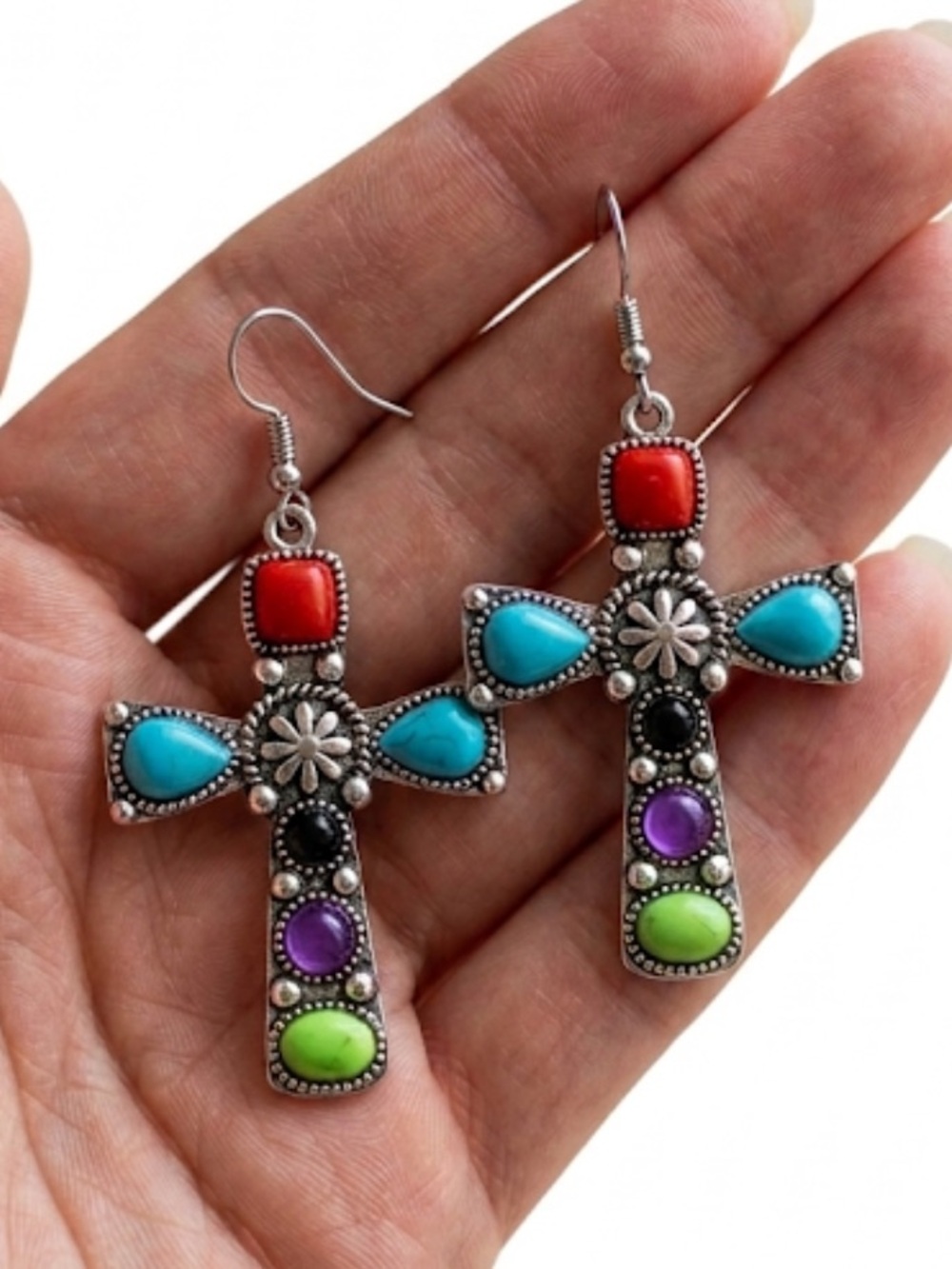 New Southwestern Cross Earrings cowgirlrodeo concert western - Picture 5 of 6